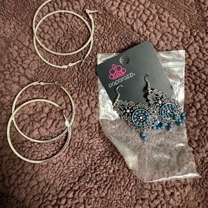 paparazzi Silver-Tone Filigree Earrings with Turquoise Beads - Blue